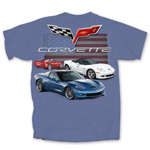 Corvette C6 Flag T-Shirt Indigo 2X-LARGE