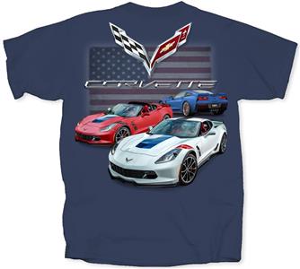Chevrolet Corvette C7 American T-Shirt Blue SMALL DAMAGED