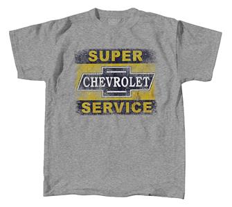 Super Chevrolet Service Sign T-Shirt Grey SMALL DUE 2019