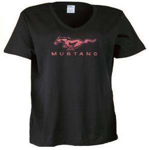 Ford Mustang Glitter T-Shirt Black LADIES LARGE
