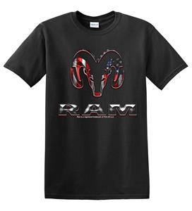 Dodge Ram Patriotic T-Shirt Black 2X-LARGE