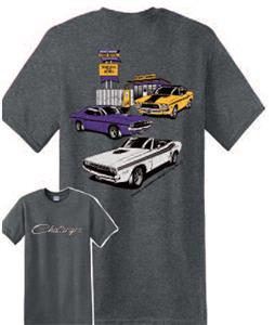 Dodge Challengers 3 Gas Station T-Shirt Grey MEDIUM