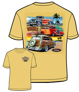 Ford Three Woodies T-Shirt Gold LARGE
