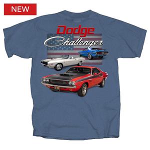Dodge Challenger Red White & Blue T-Shirt Blue LARGE