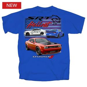 Dodge Hellcat SRT Red White & Blue T-Shirt Blue X-LARGE