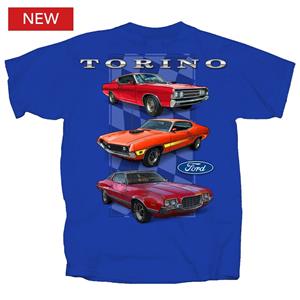 Ford Torino 3 Badge T-Shirt Blue MEDIUM
