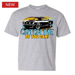 Mustang Catch Me If You Can Kid's T-Shirt Grey YOUTH LARGE