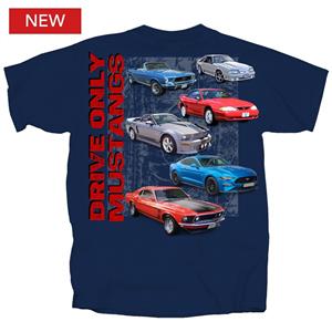 Drive Only Mustangs T-Shirt Blue LARGE