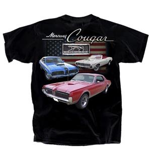 Mercury Cougar Flag T-Shirt Black LARGE