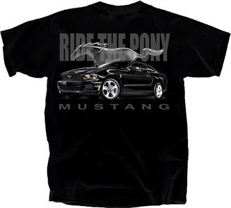 Ford Mustang Ride The Pony T-Shirt Black LARGE