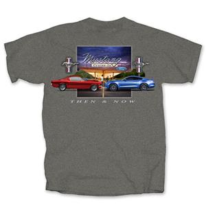 Ford Mustang Then & Now T-Shirt Grey MEDIUM