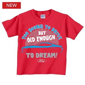 Mustang Too Young To Drive Toddler T-Shirt Red SIZE 4