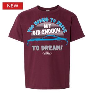 Mustang Too Young To Drive Kid's T-Shirt Grey YOUTH MEDIUM