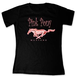 Mustang Pink Pony T-Shirt Black LADIES 2X-LARGE