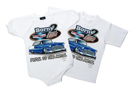 Born To Cruz 55 Chevy T-Shirt White YOUTH MEDIUM 10-12