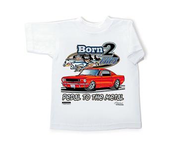 Born To Cruz Mustang T-Shirt White YOUTH SMALL 6-8