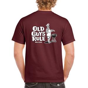 Old Guys Rule - BBQ King T-Shirt Maroon MEDIUM