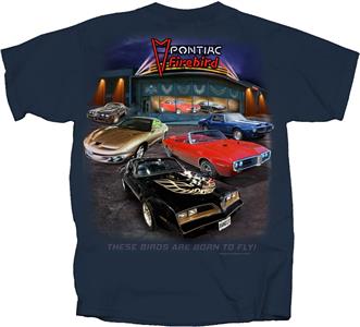 Pontiac Firebird Showroom T-Shirt Blue MEDIUM