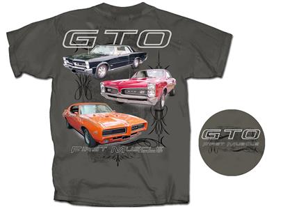 Pontiac GTO First Muscle T-Shirt Charcoal Grey LARGE