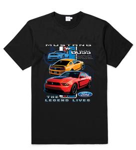 Mustang Boss 302 The Legend Lives T-Shirt Black 2X-LARGE FADED