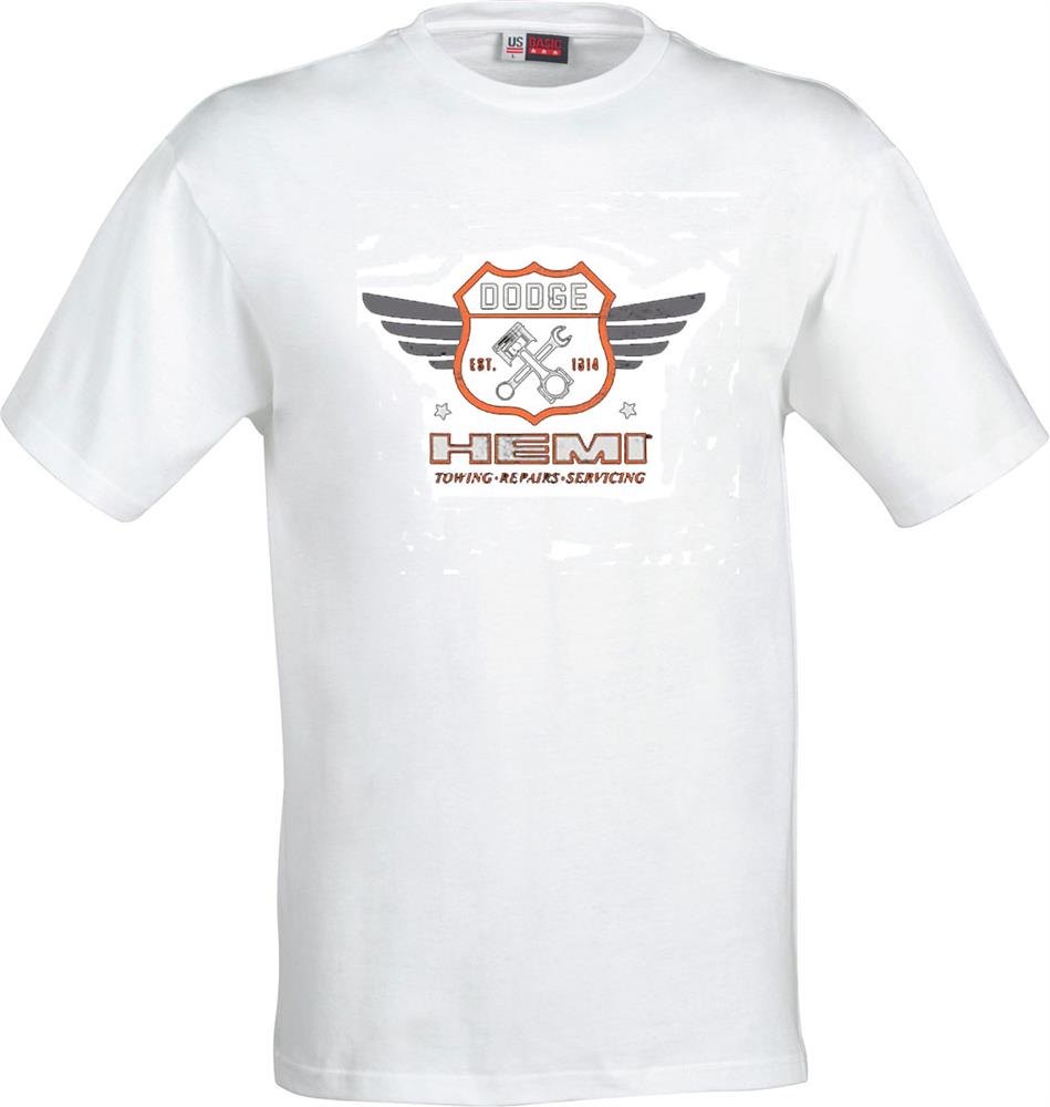 Dodge Hemi Garage T-Shirt White LARGE - Click Image to Close