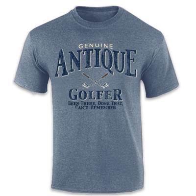 Genuine Antique Golfer T-Shirt Blue LARGE - Click Image to Close