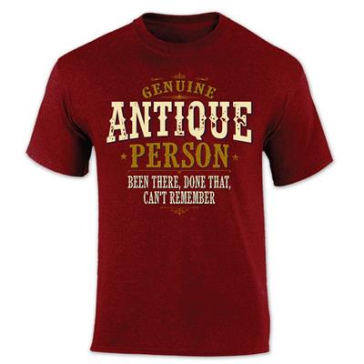 Genuine Antique Person Vintage Lettering T-Shirt Red MEDIUM - Click Image to Close