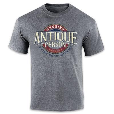 Genuine Antique Person Logo T-Shirt Grey LARGE - Click Image to Close