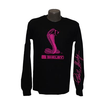 Shelby Cobra Ladies Long Sleeved T-Shirt Black & Pink MEDIUM - Click Image to Close