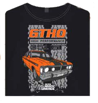 GTHO Falcon High Performance - Classic Garage T-Shirt Black MEDIUM - Click Image to Close
