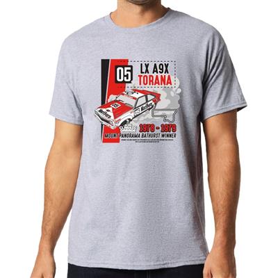 Torana LX A9X 05 1978-79 Bathurst Winner T-Shirt Grey 2X-LARGE - Click Image to Close