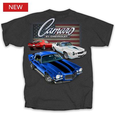 Camaro 2nd Generation Flag T-Shirt Grey LARGE DISCONTINUED - Click Image to Close