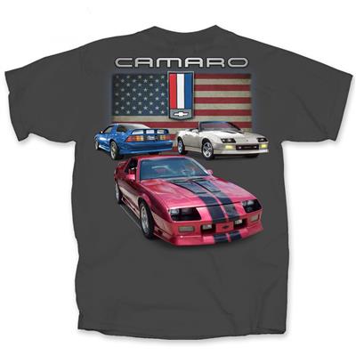 Camaro 3rd Generation Flag T-Shirt Grey MEDIUM - Click Image to Close