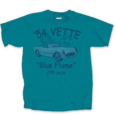 Corvette 54 Blue Flame Tonal T-Shirt Blue MEDIUM - Click Image to Close