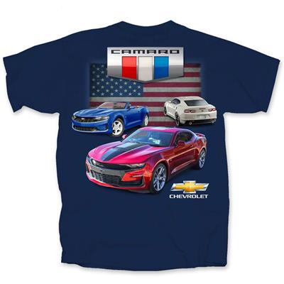 Camaro 2016 Flag T-Shirt Blue LARGE DISCONTINUED - Click Image to Close