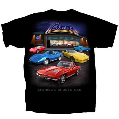 Corvette Showroom T-Shirt Black MEDIUM - Click Image to Close