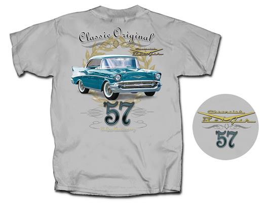 Classic Original 57 Bel Air 50th Anniversary T-Shirt Grey X-Large DISCONTINUED - Click Image to Close