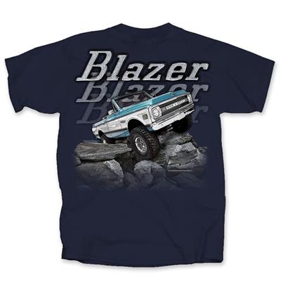 Chevy Blazer On The Rocks T-Shirt Blue MEDIUM - Click Image to Close
