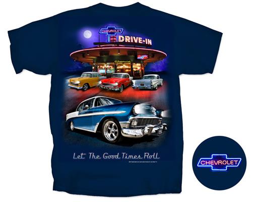 Chevrolet Nighttime Drive-In T-Shirt Dark Blue 2X-Large - Click Image to Close