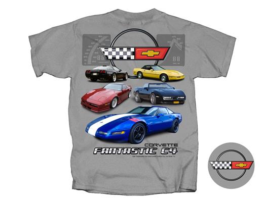 Corvette C4 T-Shirt Grey MEDIUM DISCONTINUED - Click Image to Close