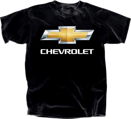 Chevrolet Chrome Logo T-Shirt Black LARGE - Click Image to Close