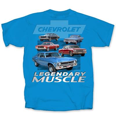 Chevrolet Legendary Muscle T-Shirt Blue LARGE - Click Image to Close