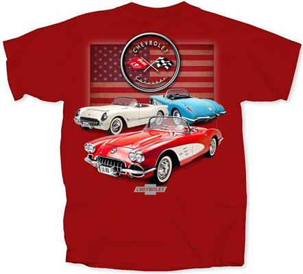 Corvette C1 American T-Shirt Red LARGE DISCONTINUED - Click Image to Close