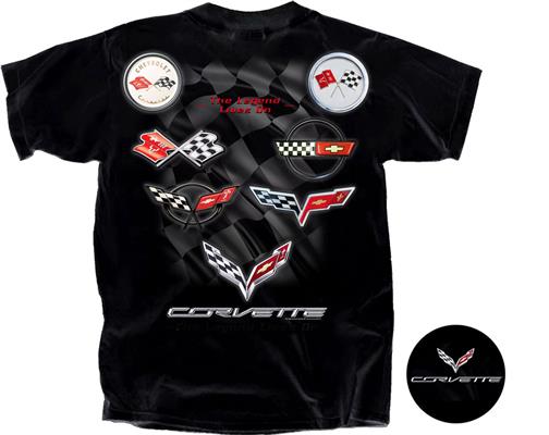 Corvette Emblem T-Shirt Black SMALL - Click Image to Close