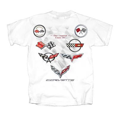 Corvette Emblem T-Shirt White SMALL - Click Image to Close