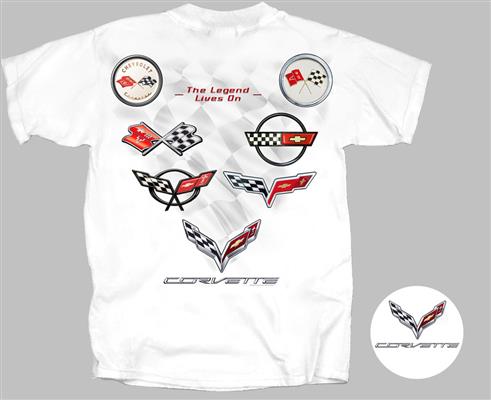 Corvette Emblem T-Shirt White X-LARGE - Click Image to Close