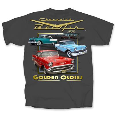 Chevrolet BelAir Golden Oldies T-Shirt Grey LARGE - Click Image to Close