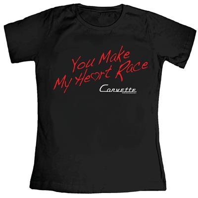 Corvette You Make My Heart Race T-Shirt Black LADIES 2X-LARGE - Click Image to Close
