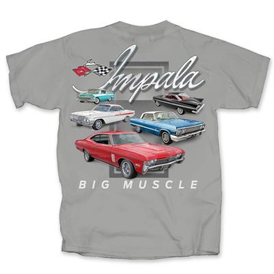 Chevrolet Impala Big Muscle T-Shirt Grey LARGE - Click Image to Close
