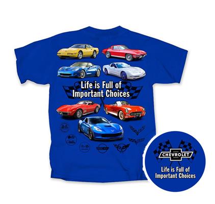 Corvette Important Choices T-Shirt Blue LARGE - Click Image to Close